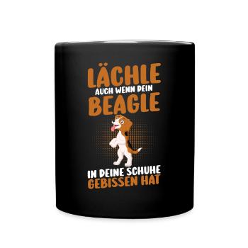 Hund Beagle - Tasse einfarbig - Schwarz - Vorne
