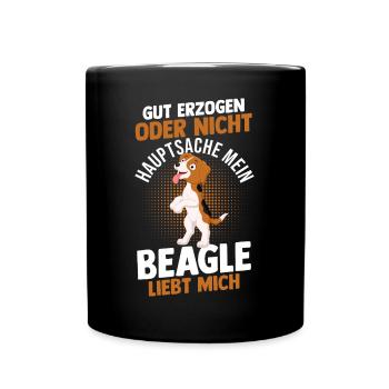 Hund Beagle - Tasse einfarbig - Schwarz - Vorne