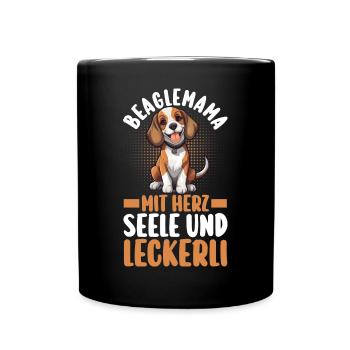 Hund Hundemama Beaglemama Mutter Beagle - Tasse einfarbig - Schwarz - Vorne
