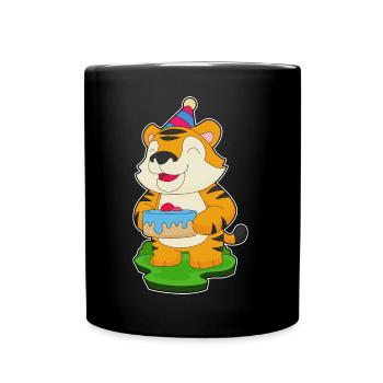 Tiger Geburtstag Kuchen - Tasse einfarbig - Schwarz - Vorne
