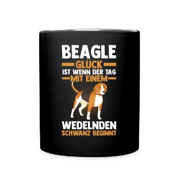Hund Beagle - Tasse einfarbig - Schwarz - Vorne