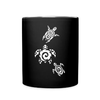 Trois tortues marines (blanc) - Mug uni - noir - Devant