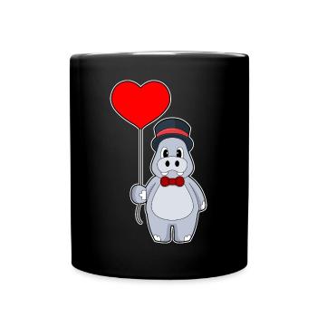 Hippopotame marié ballon mariage - Mug uni - noir - Devant