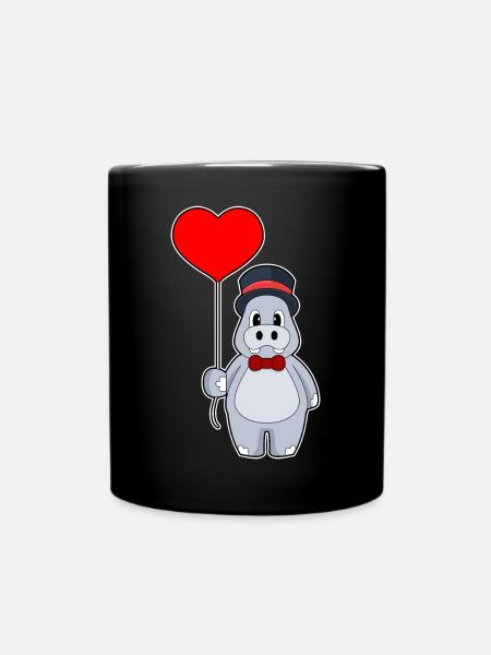 Hippopotame marié ballon mariage - Mug uni - noir