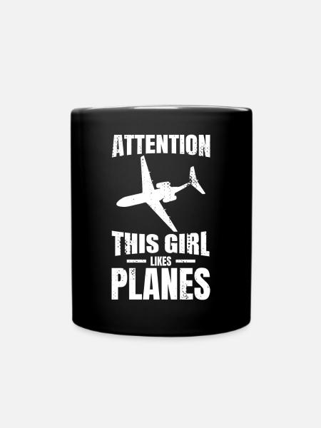 Dieses Mädchen mag Flugzeuge - Tasse einfarbig - Schwarz