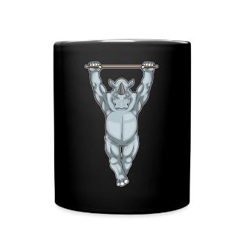 Rhino Bodybuilder Pull-Ups Bodybuilding - Full Colour Mug - black - Front