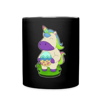 Einhorn Ostern Osterei - Tasse einfarbig - Schwarz - Vorne