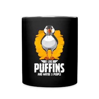 Puffin Bird Gift - Full Colour Mug - black - Front