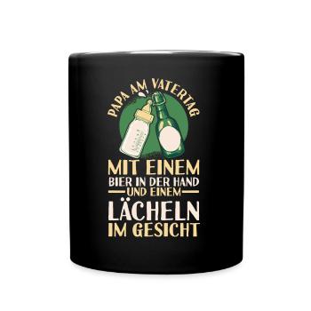 Papa Bier Vater Vatertag - Tasse einfarbig - Schwarz - Vorne