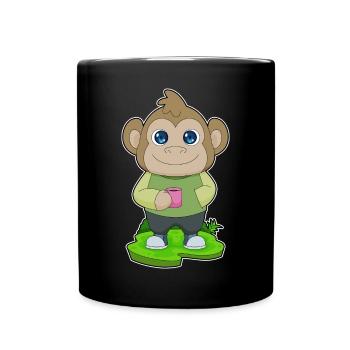 Affe Tasse Kaffee - Tasse einfarbig - Schwarz - Vorne