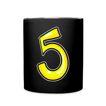 5 - Yellow Number Number Fifth - Full Colour Mug - black - Front