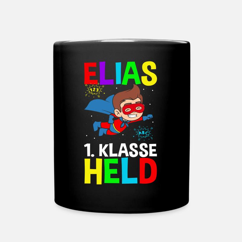 Schulkind Elias 1. Klasse Held - Tasse einfarbig - Schwarz