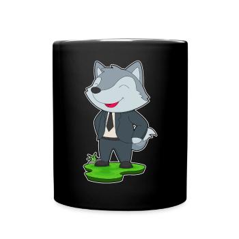 Wolf Groom Tie Wedding - Full Colour Mug - black - Front