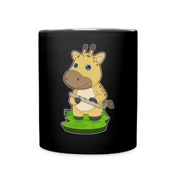 giraffe, musician, flute, music - Full Colour Mug - black - Front