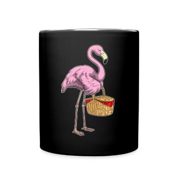 Flamingo Picknick Korb - Tasse einfarbig - Schwarz - Vorne
