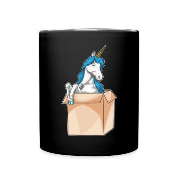 Einhorn Karton - Tasse einfarbig - Schwarz - Vorne