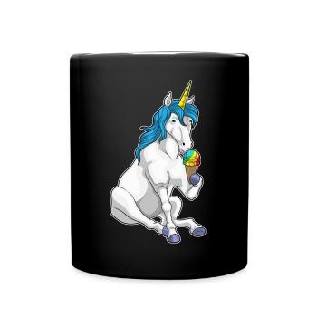 Einhorn Waffeleis - Tasse einfarbig - Schwarz - Vorne
