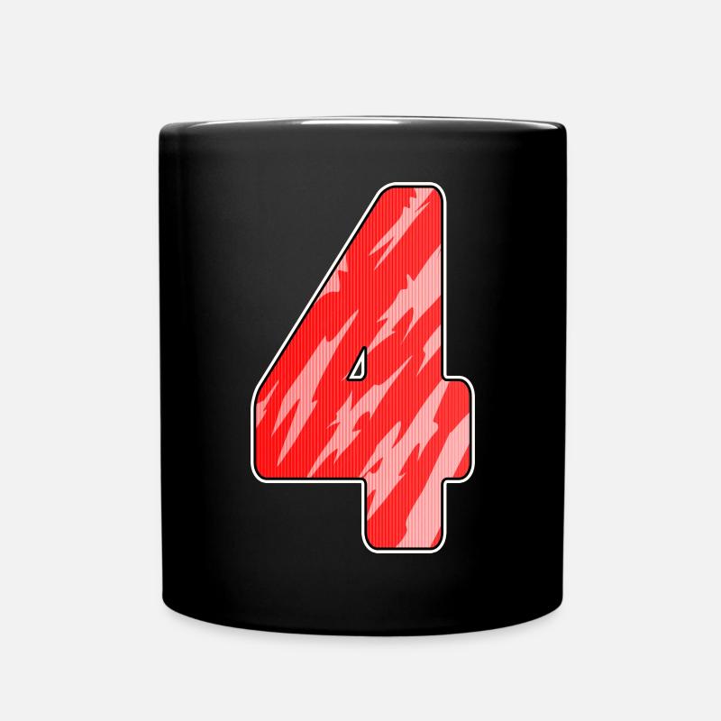 4 - Motif de chiffres à quatre chiffres rouge - Mug uni - noir