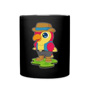 Papagei Cowboy Cowboyhut - Tasse einfarbig - Schwarz - Vorne