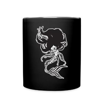 Meerjungfrau - Tasse einfarbig - Schwarz - Vorne