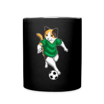 Cat Soccer Player Soccer - Full Colour Mug - black - Front