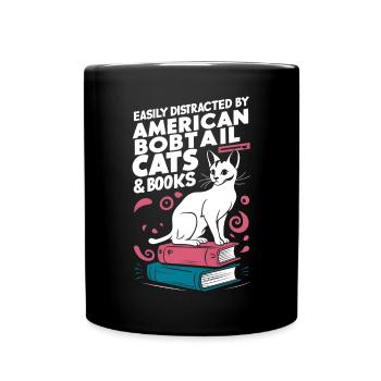 Katze American Bobtail Geschenk - Tasse einfarbig - Schwarz - Vorne