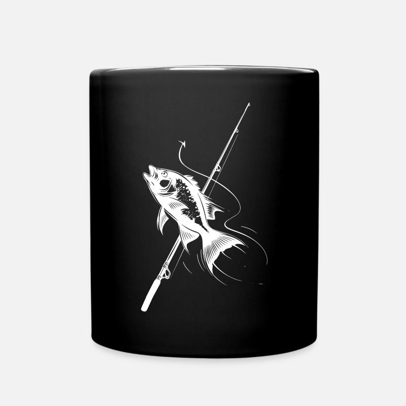 Angeln Skizze - Tasse einfarbig - Schwarz