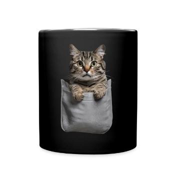 Korat-Katze in der Tasche Geschenk - Tasse einfarbig - Schwarz - Vorne