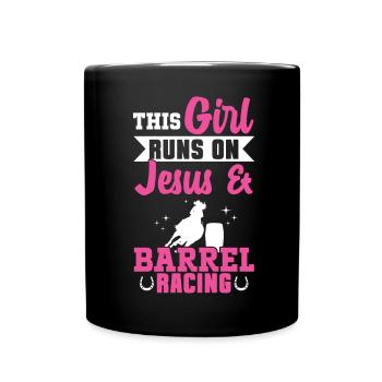 Cheval de course de barils de rodéo - Mug uni - noir - Devant