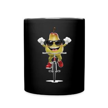 Birne, Radfahren, Auf, Fahrrad, Geschenk - Tasse einfarbig - Schwarz - Vorne