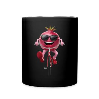 Granatapfel Radfahren auf dem Fahrrad Geschenk - Tasse einfarbig - Schwarz - Vorne