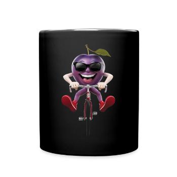 Plum Radfahren auf dem Fahrrad Geschenk - Tasse einfarbig - Schwarz - Vorne