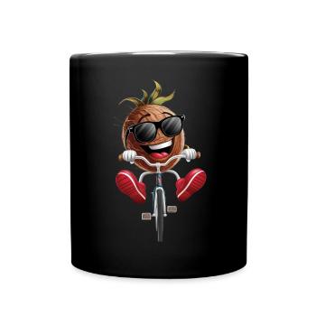 Kokosnuss Radfahren auf dem Fahrrad Geschenk - Tasse einfarbig - Schwarz - Vorne