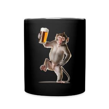 Affe Bier - Tasse einfarbig - Schwarz - Vorne