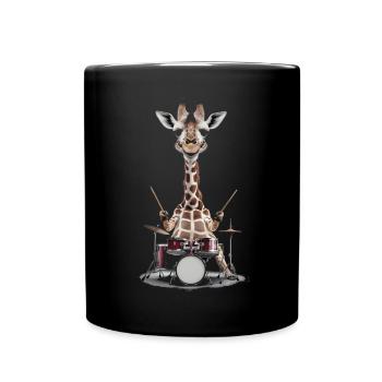 Giraffe Schlagzeug - Tasse einfarbig - Schwarz - Vorne