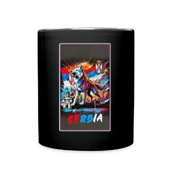 Conception du drapeau national du loup de Serbie - Mug uni - noir - Devant
