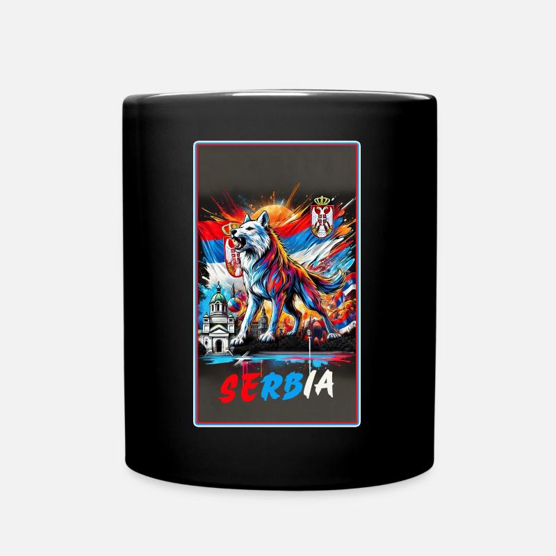 Serbien Wolf Nationalflaggen Design - Tasse einfarbig - Schwarz