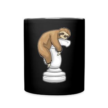 Faultier Schachfigur Springer Schach - Tasse einfarbig - Schwarz - Vorne
