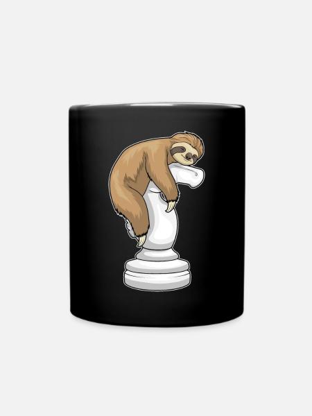 Faultier Schachfigur Springer Schach - Tasse einfarbig - Schwarz