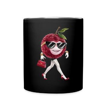 Frauen Litschi - Tasse einfarbig - Schwarz - Vorne