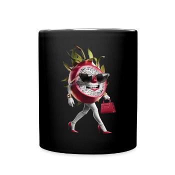 Frauen Drachenfrucht - Tasse einfarbig - Schwarz - Vorne