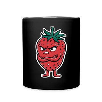 Erdbeere - Tasse einfarbig - Schwarz - Vorne