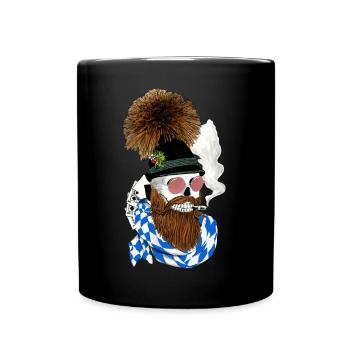 Bayern-Skull with hat, glasses and beard - Full Colour Mug - black - Front