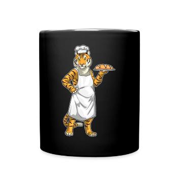 Tiger Bäcker Brot Backen - Tasse einfarbig - Schwarz - Vorne