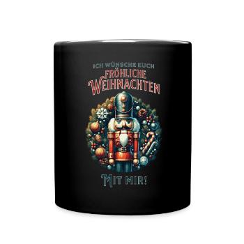 Nussknacker wünscht frohe Weihnachten - Tasse einfarbig - Schwarz - Vorne