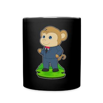 Affe Bräutigam Anzug Hochzeit - Tasse einfarbig - Schwarz - Vorne