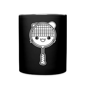 Badmintonschläger Comic Stil - Tasse einfarbig - Schwarz - Vorne