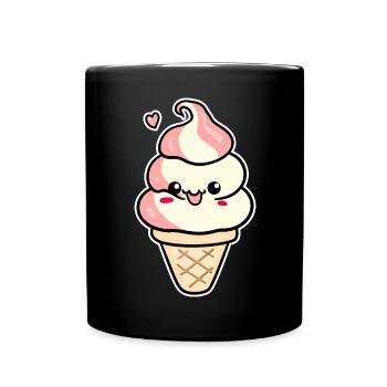 Cartoon Eiscreme - Tasse einfarbig - Schwarz - Vorne