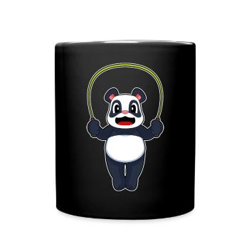 Panda Seilspringen Springseil Fitness - Tasse einfarbig - Schwarz - Vorne