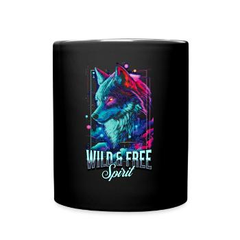 Loup Tête de Loup Predator Wilderness Neon Art Coloré - Mug uni - noir - Devant